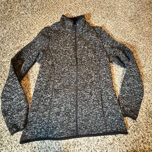 Swiss Tech Women Full Zip‎ Sweater Fleece Jacket Greystone Marl Mock Neck Small